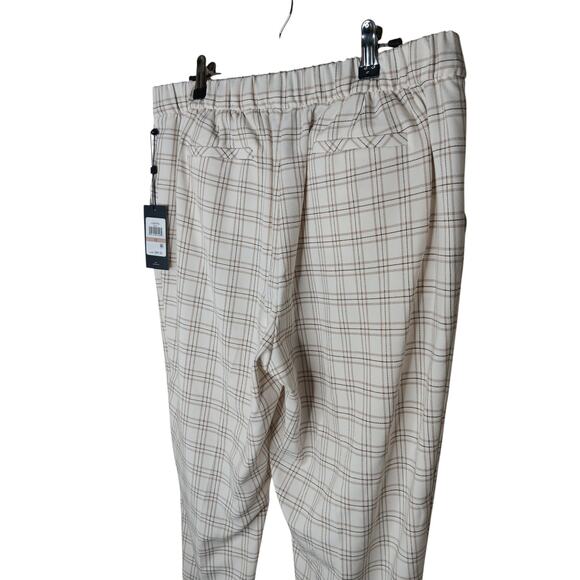 New Tommy Hilfiger Women’s Plaid Ankle Pants Size 12 Beige Check Stretch - Picture 9 of 14